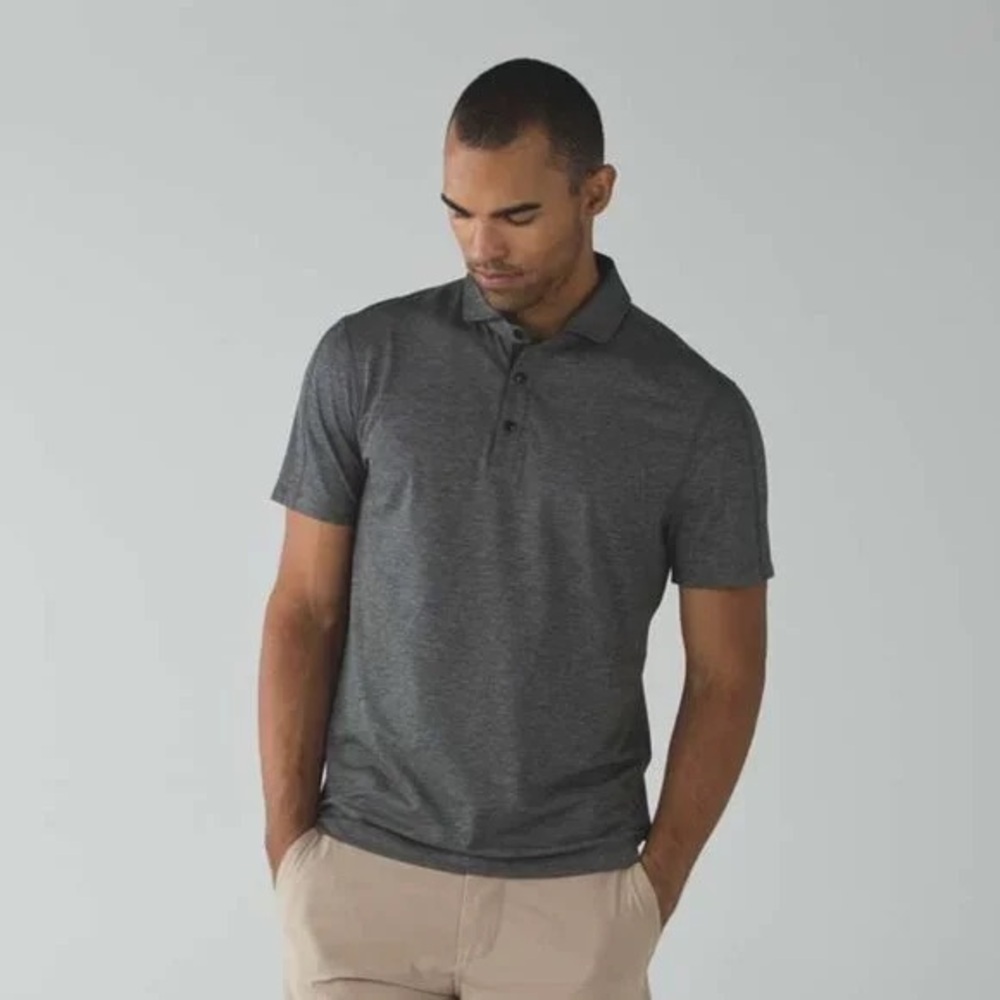 Lululemon Evolution Polo Shirt Men S Gray Preppy Performance Lightweight Golf